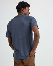 Slim Fit Henley Tee with Raglan Sleeves and Angled Hem, Richer Poorer, $42