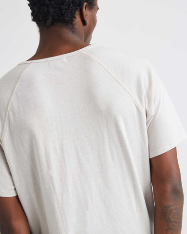 Slim Fit Henley Tee with Raglan Sleeves and Angled Hem, Richer Poorer, $42