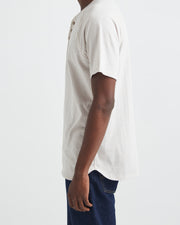 Slim Fit Henley Tee with Raglan Sleeves and Angled Hem, Richer Poorer, $42