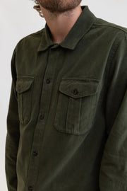 Brushed Twill Flannel Shirt with Double Chest Pocket and Straight Hem, Katin, $89