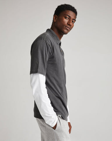 Relaxed Fit Polo with Slightly Dropped Shoulders and Sweater Rib Collar. Pigment Dyed for Uniqueness,100% Cotton, Richer Poorer, $48.00