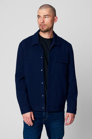 Stretch Twill Jacket with Snap Front Closure, Slit Side Pockets, and Left Chest Flap Pocket., Blank NYC, $128.00