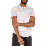 Slim Fit, Lightweight All-Over Reverse Tropical Printed Tee with Curved Hem, Hedge, $40.00