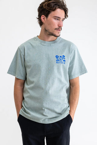 Vintage Style Tee in Heavyweight Cotton, Overdyed and Garment Washed with a Longer Length for a Boxy Look, Rhythm, $47.00