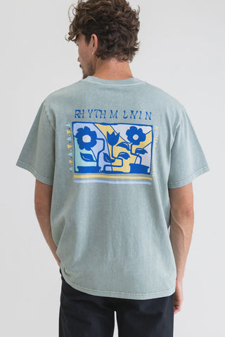Vintage Style Tee in Heavyweight Cotton, Overdyed and Garment Washed with a Longer Length for a Boxy Look, Rhythm, $47.00