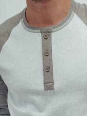 Soft Comfortable LS Henley Tee in Signature Puremeso Fabric with Contrast Raglan Sleeve, The Normal Brand, $65.00