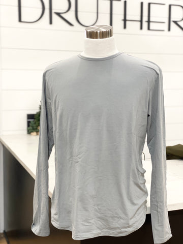 Slim Fit Curved Hem LS Tee in Super Soft and Lightweight Fabric, Hedge, $50