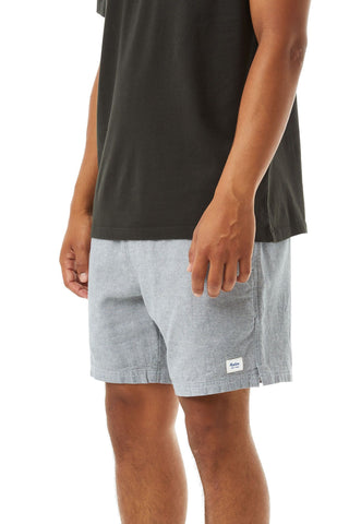 Casual Cotton/Linen Blend Shorts with Side Seam Pockets, Elastic Waist with Drawcords, Back Welt Pockets, and a Faux Fly, Katin, $61.50