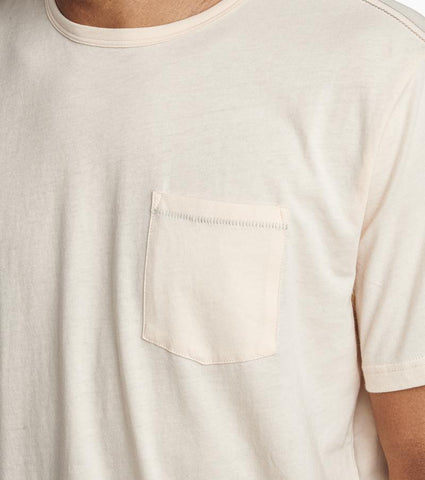 Lightweight Pocket Crew Tee with Contrast Shoulder and Pocket Stitching, Garment Dyed with Artifact Wash and made from 100% Organic Cotton, Roark, $33.00