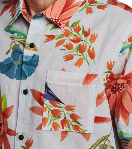 Airy, Tropical Printed Shirt in a Classic Fit with Single Chest Pocket, Roark, $78.00