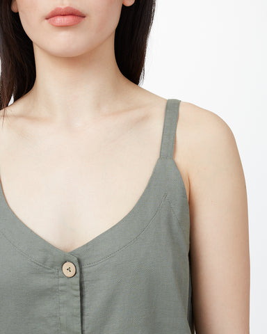 Relaxed Fit, Button Front Tank with Low Stretch and Hip Length Fit, tentree, $50.00