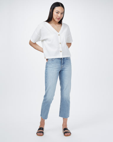 Relaxed Fit, Dropped Shoulder Buttoned Shirt with Elbow-Length, Loose Sleeves and a Hip Length Fit, tentree, $60.50